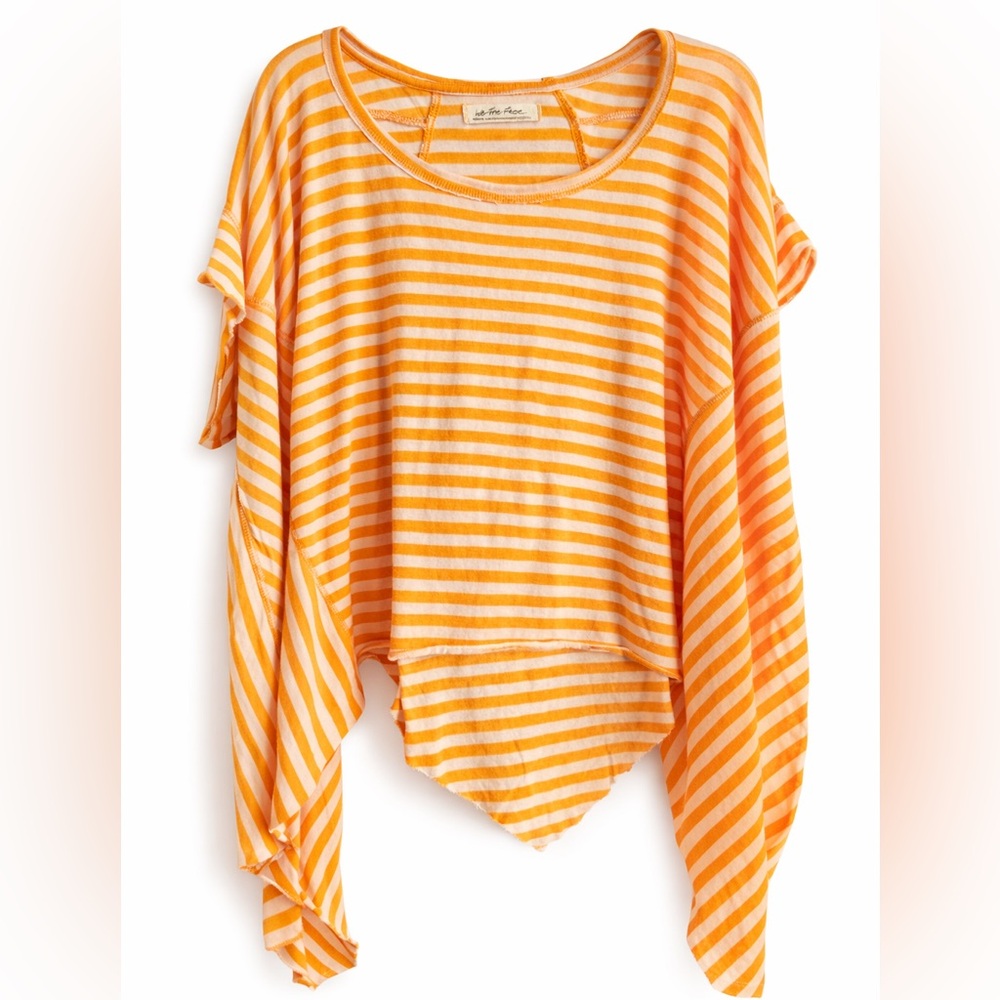 Free People Pink & Orange Striped Knit Top